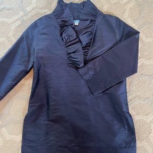 Devon Baer Ruffle Tunic, Navy Blue XS